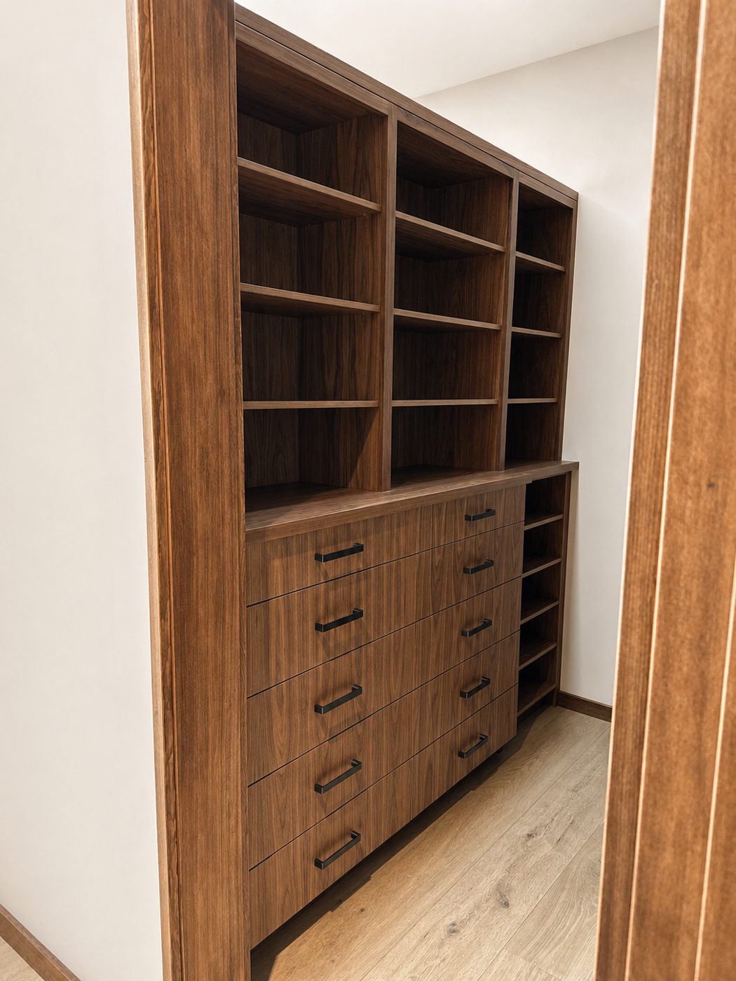 Stained walnut custom closet built-in, Bend Oregon